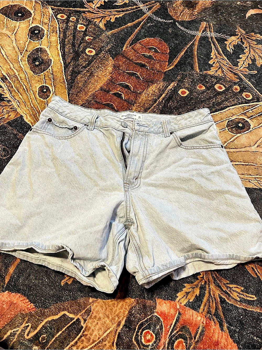 Abercrombie & Fitch Curve Love High Rise Loose Short Blue Waist 30